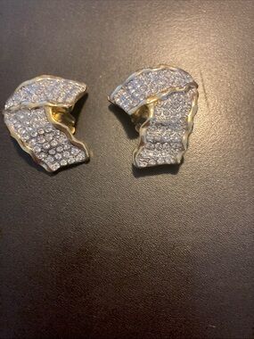 Gold-Tone Pave Crystal Clip-On Earrings - Sparkling Gold